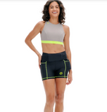 SHORTS DE COMPRESSÃO CURTO COM MULTIBOLSOS Preto Lime