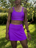 SHORTS SAIA EM POLIAMIDA E LYCRA TECIDO CANELADO COM BOLSO LATERAIS Patimodafitness roxo