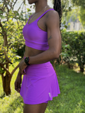 SHORTS SAIA EM POLIAMIDA E LYCRA TECIDO CANELADO COM BOLSO LATERAIS Patimodafitness roxo