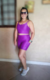 CONJUNTO TOP E SHORTS MULTI BOLSOS PATIMODAFITNESS ROXO ESCURO