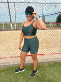 CONJUNTO TOP E SHORTS MULTIBOLSOS PATIMODAFITNESS Verde Militar