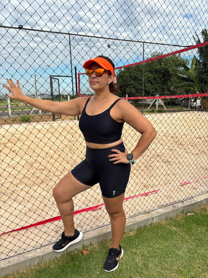 SHORTS MULTIBOLSOS PATI MODA FITNESS preto