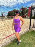 CONJUNTO TOP E SHORTS MULTI BOLSOS PATIMODAFITNESS Roxo Escuro