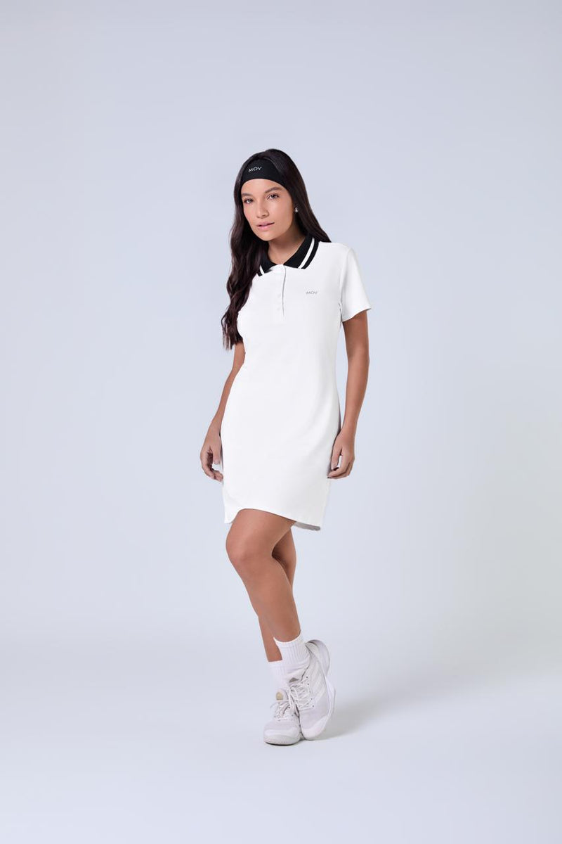 CONJUNTO VESTIDO E SHORTS PIQUET POLIAMIDA Mov Fitness branco