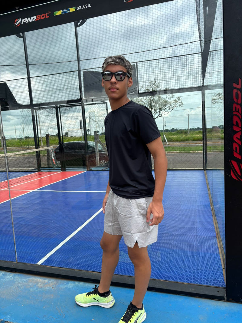 CAMISETA MASCULINA 100% POLIAMIDA Proteção U.V. Preta