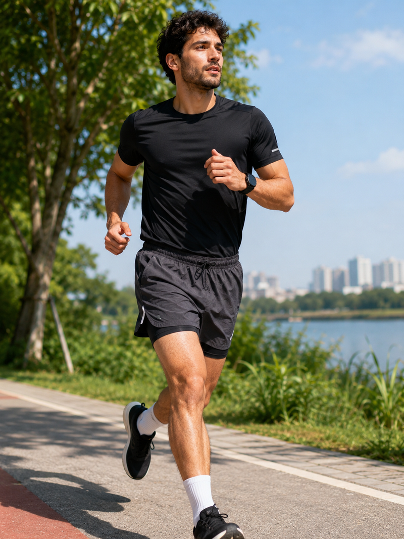 SHORTS DUPLO MASCULINO Preto Mescla