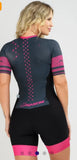 Macaquinho Ciclismo Feminino - Forro em Gel - Cinza e Rosa Evolution Savancini
