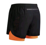 SHORTS DUPLO UNISSEX Preto com laranja