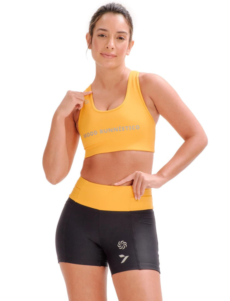 TOP DE COMPRESSÃO SUPER BOLSO 2.0 AMARELO - Mood Runnístico La vie