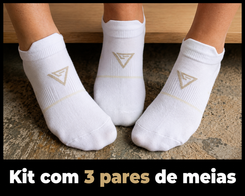 KIT 3 PARES DE MEIAS DE POLIAMIDA soquete branca adulto
