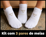 KIT 3 PARES DE MEIAS DE POLIAMIDA soquete branca adulto