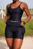 SHORTS MULTIBOLSOS TECIDO CANELADO PATIMODAFITNESS preto