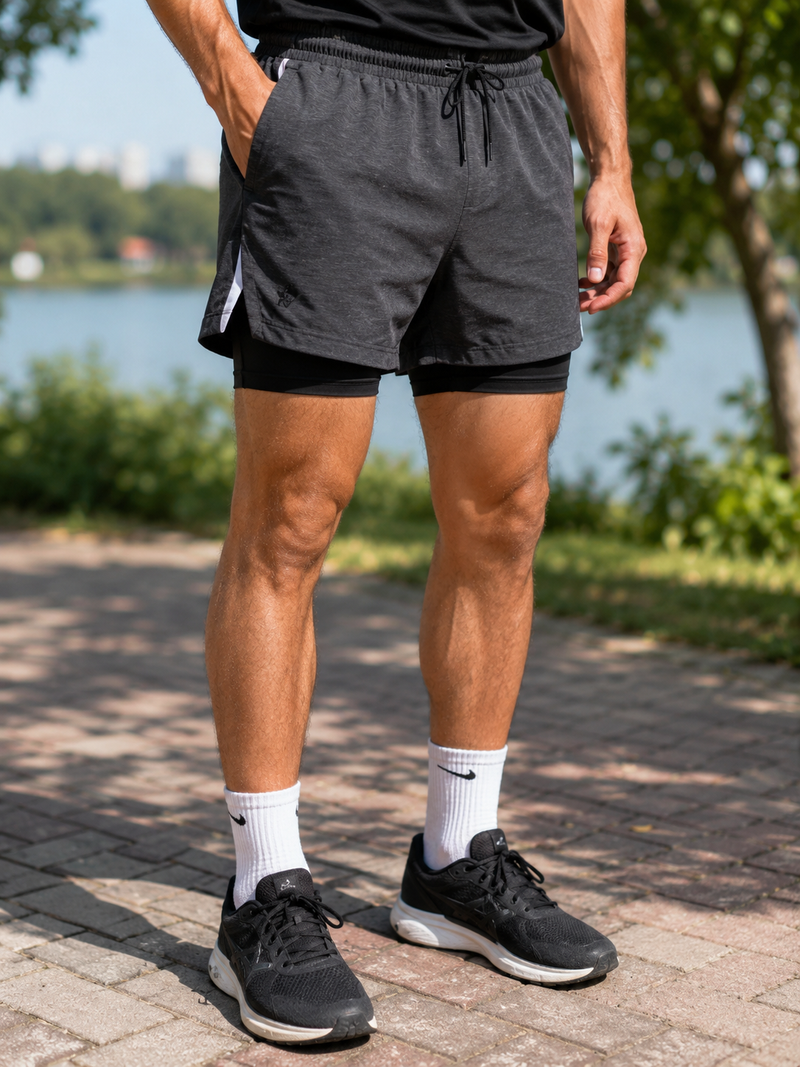 SHORTS DUPLO MASCULINO Preto Mescla